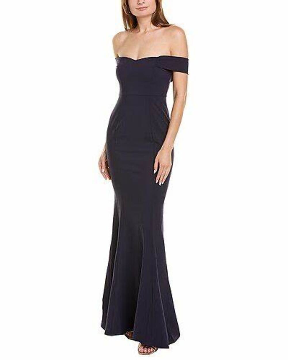 Likely Bartolli Navy Blue Off Shoulder Mermaid Formal Gown Size 14
